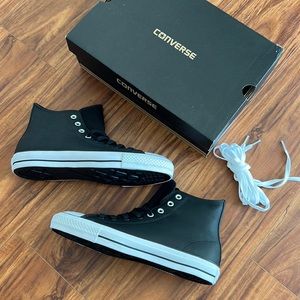 Mens Leather Converse with fabric tongue